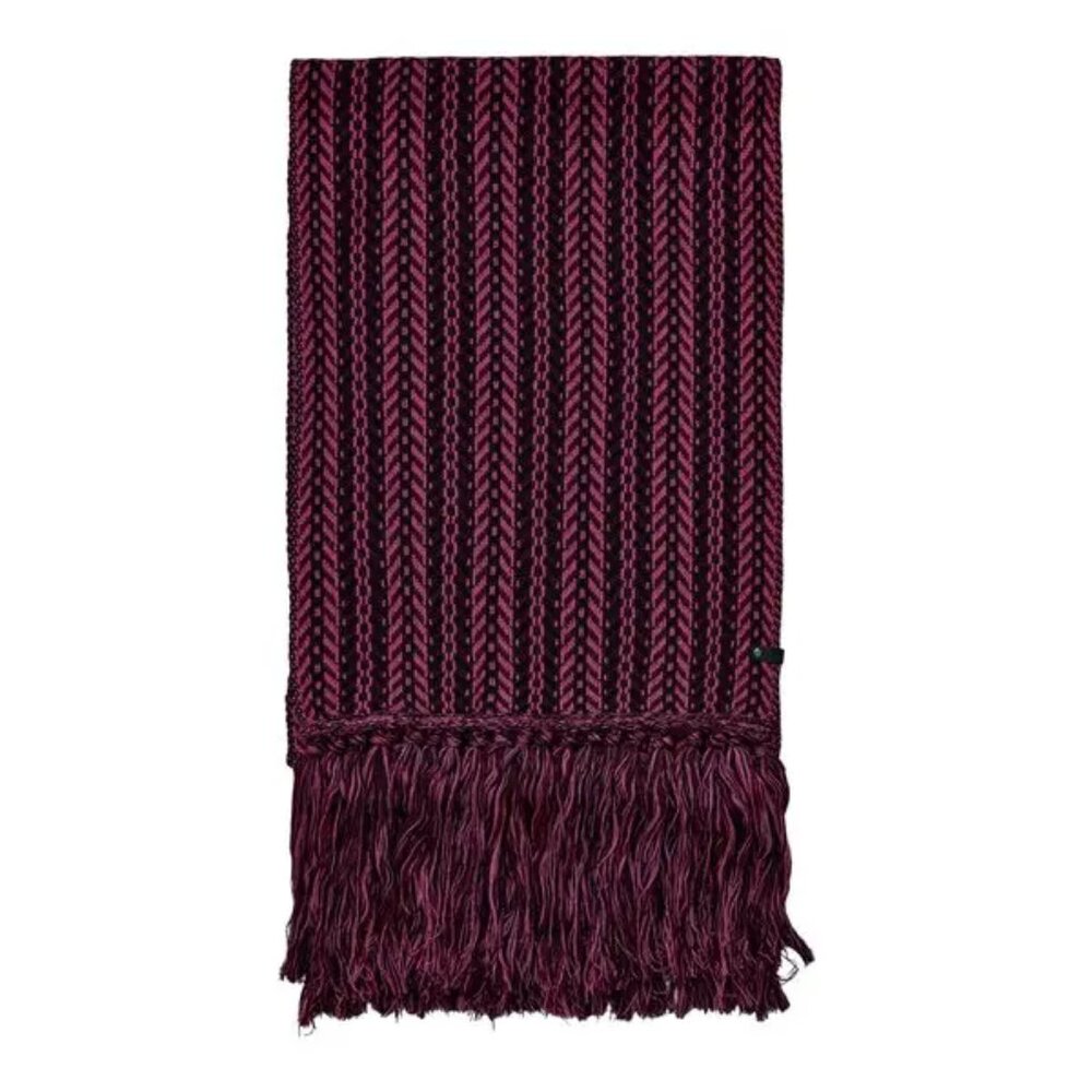 Mackage rectangular jacquard wool scarf with fringed ends in Bright Pink, NWT